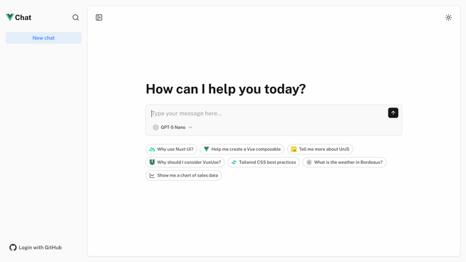 Template Chat screenshot